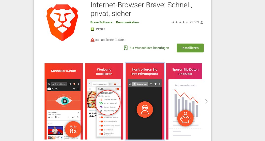 Spanien: Web 3.0 Browser Brave überholt Firefox im spanischen Playstore