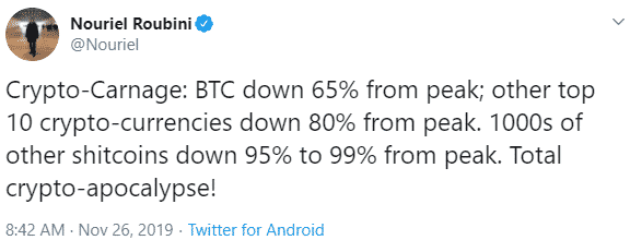Bitcoin Price Bear Gloats: ‘BTC Down 65%’ ‘Total Crypto Apocalypse!’