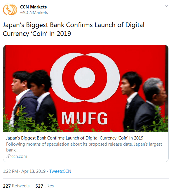 Japan’s Biggest Bank Pivots ‘MUFG Coin’ After Digital Currency Flop