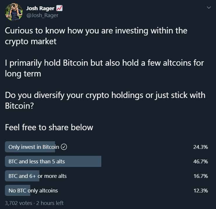 Not (Yet) Altseason: Majority Holds Bitcoin And Less Than 5 Altcoins, According To a Survey