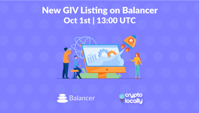 CryptoLocally’s GIV will be listed on Balancer on Oct 1