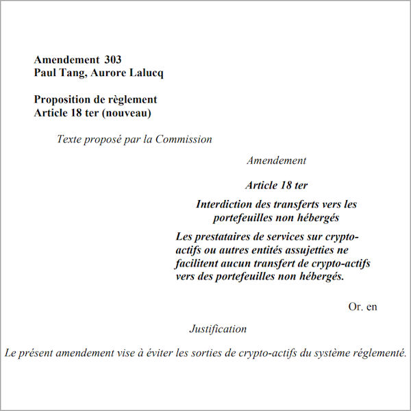 Deux députés européens proposent d’interdire le transfert de cryptomonnaies détenues sur des plateformes vers des portefeuilles personnels