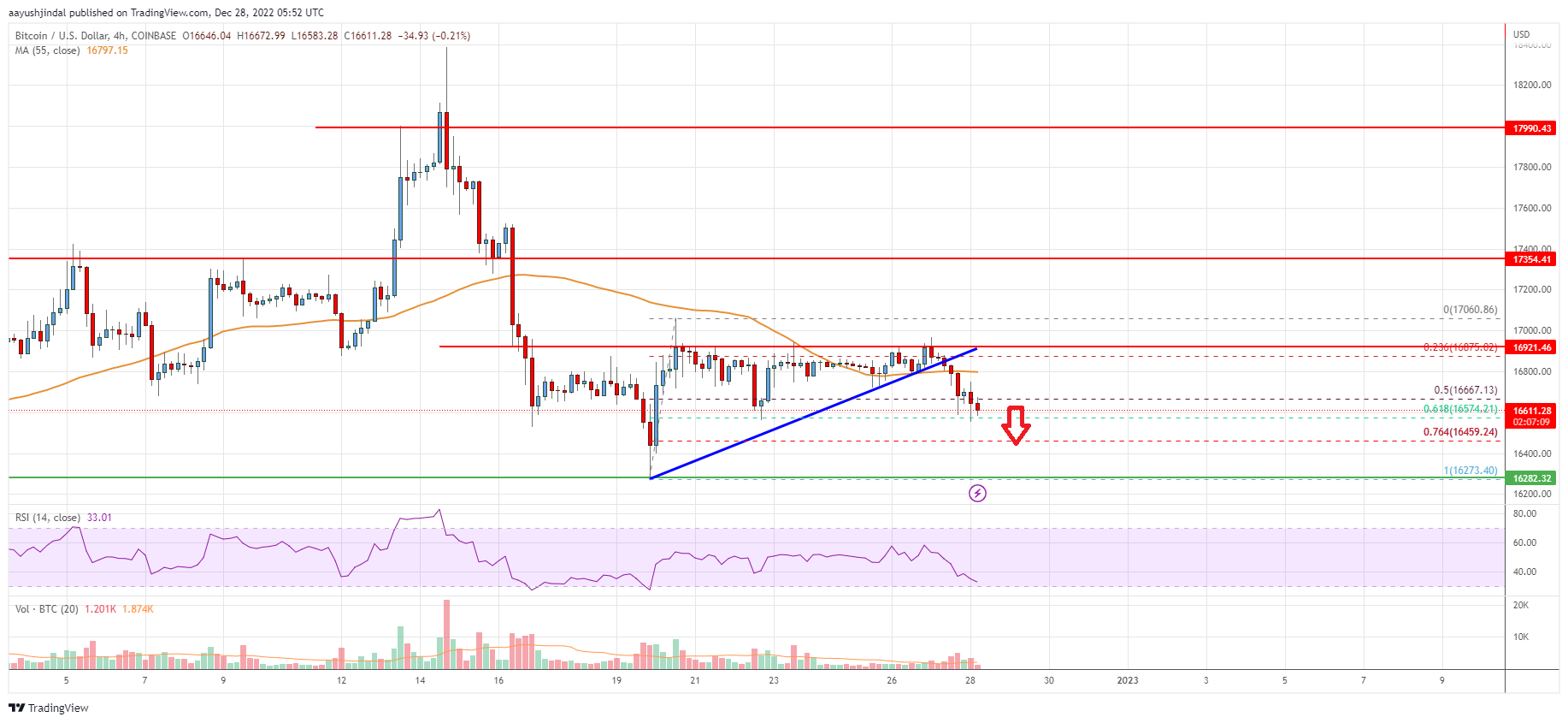 Bitcoin Price Analysis: BTC Could Drop To New 2022 Lows