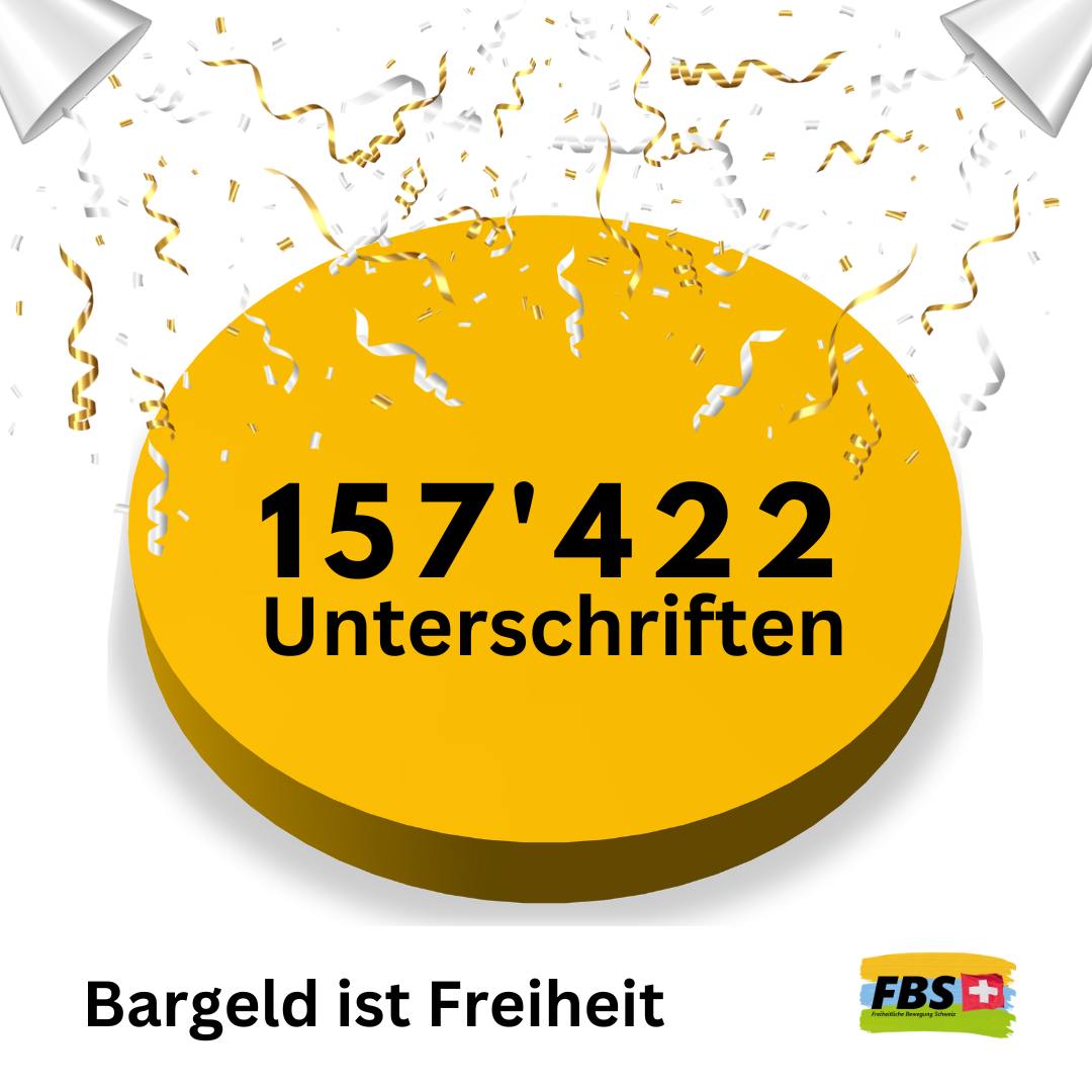 Schweizer Bargeld-Initiative II: 111‘197 beglaubigte Unterschriften